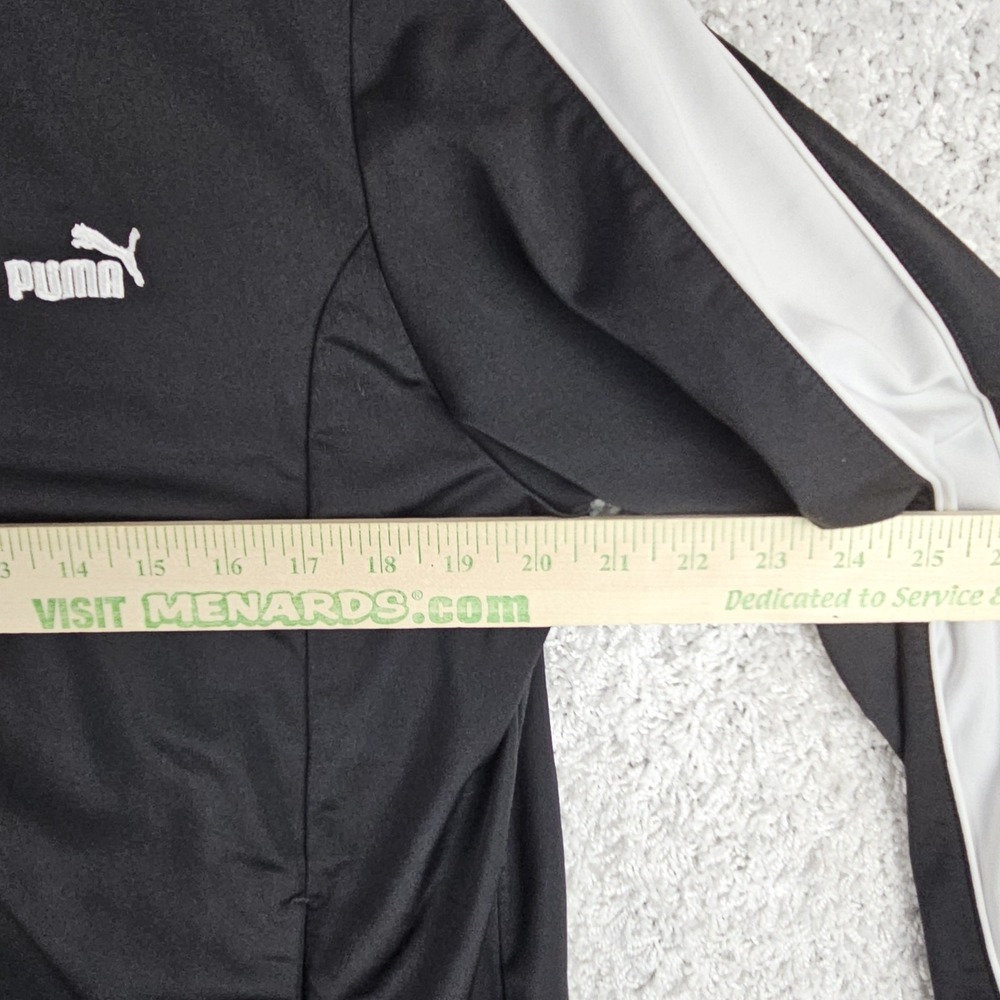 Puma Black Full Zip Track Jacket Womens XL White Stripe Retro Athletic Slim Fit - Picture 5 of 12